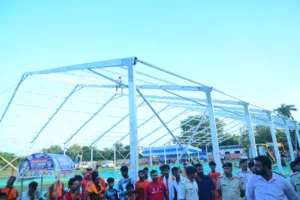 लगाया गया जर्मन हैंगर व tent